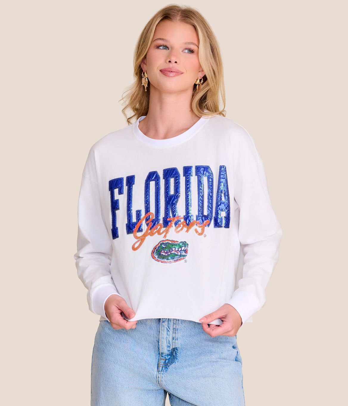 Snapback Sequin Long Sleeve Florida Tee