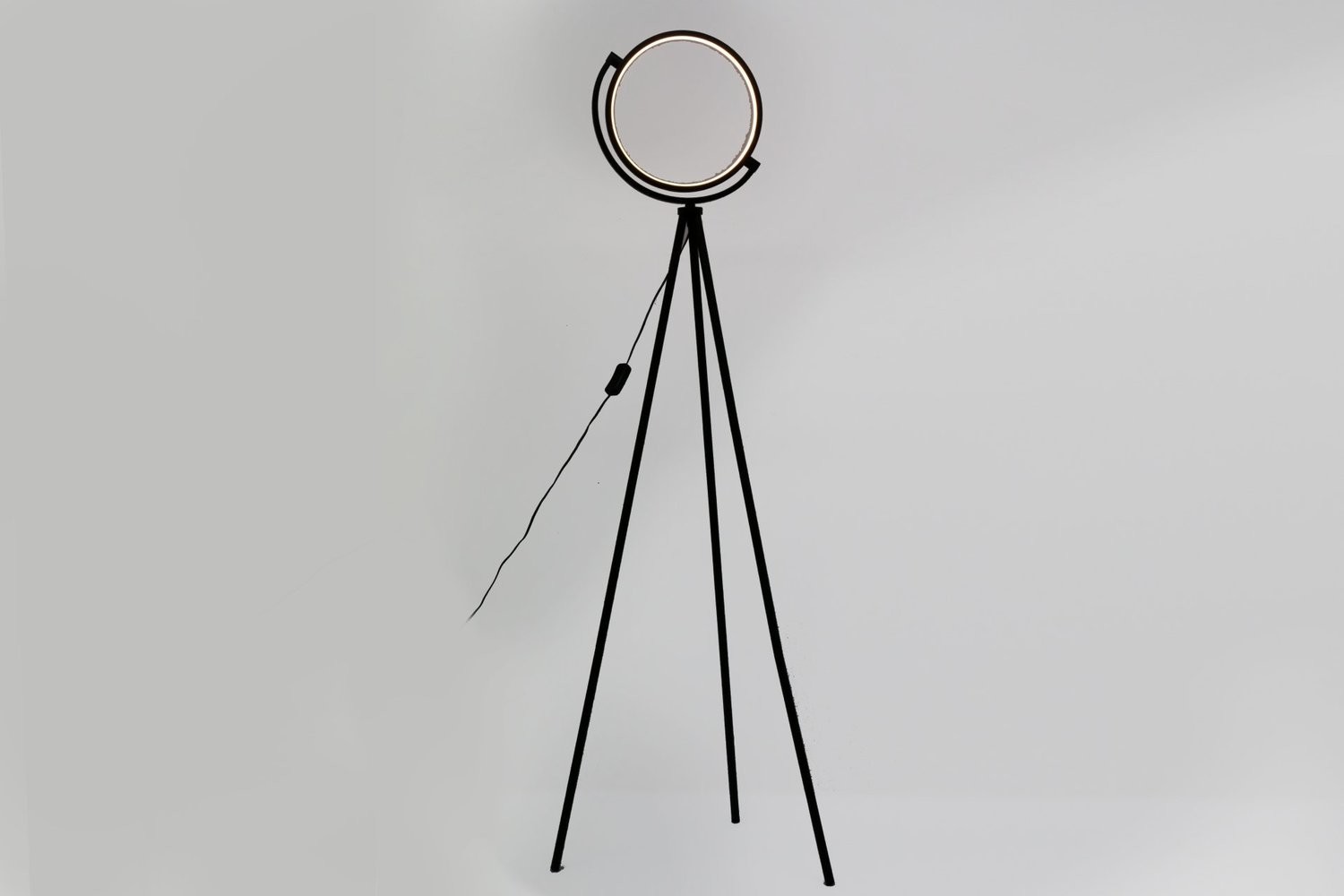 LED Circular Black Tripod Floor Lamp