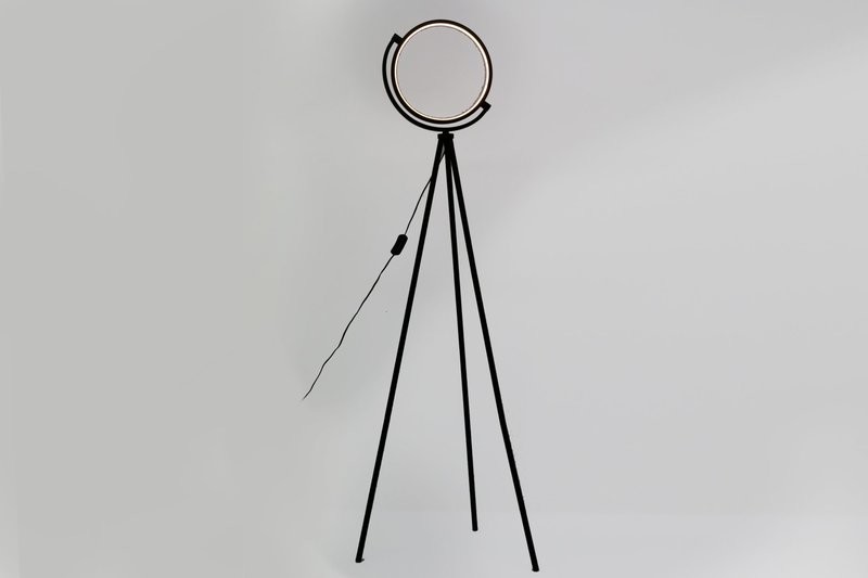 LED Circular Black Tripod Floor Lamp