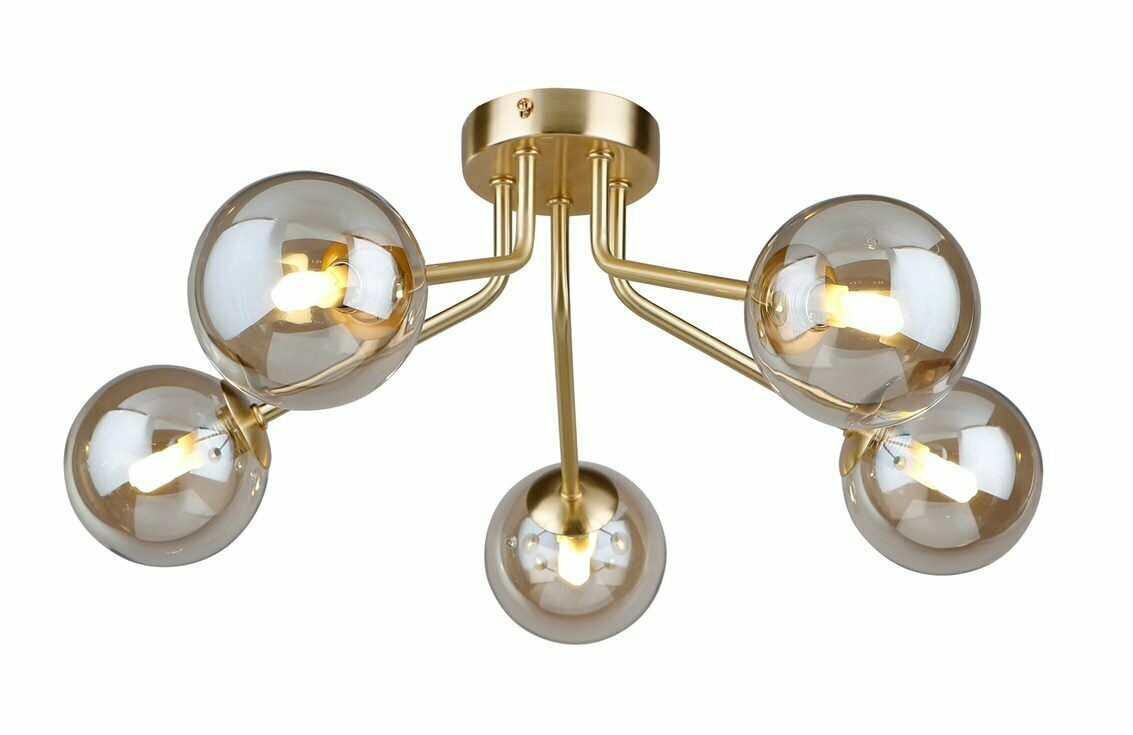 Sphere 5 Light Semi Flush Gold