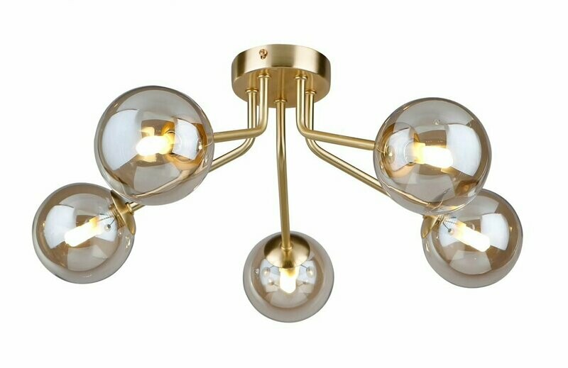 Sphere 5 Light Semi Flush Gold