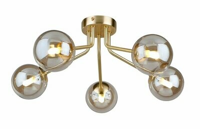 Sphere 5 Light Semi Flush Gold