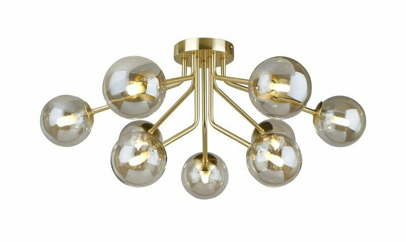 Sphere 9 Light Semi Flush Fitting Gold