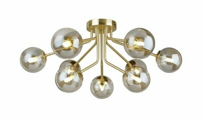 Sphere 9 Light Semi Flush Fitting Gold