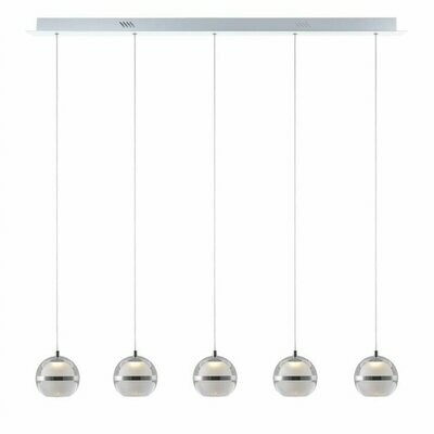 Saturn 5 Light LED Bar Pendant Chrome
