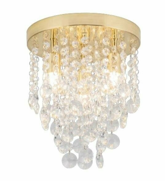 Celeste  4 Light Crystal Flush  Bathroom Brass
