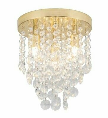 Celeste  4 Light Crystal Flush  Bathroom Brass
