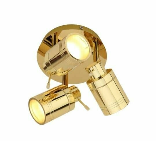 Scorpius 3 Light Spotlight Plate Brass IP44