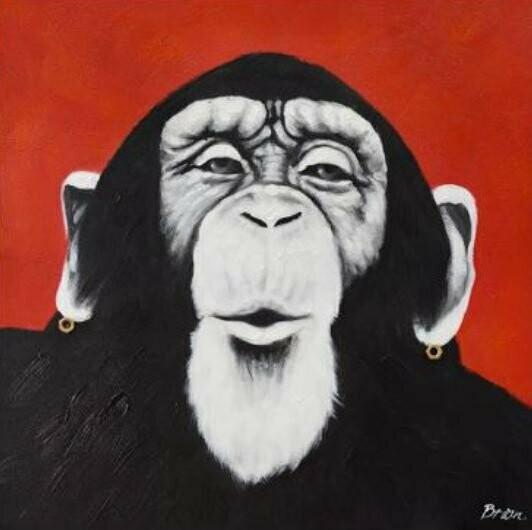 Hand Painted Funky Chimp Canvas