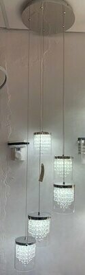 Emmie Crystal LED 5 Light Round Pendant Chrome