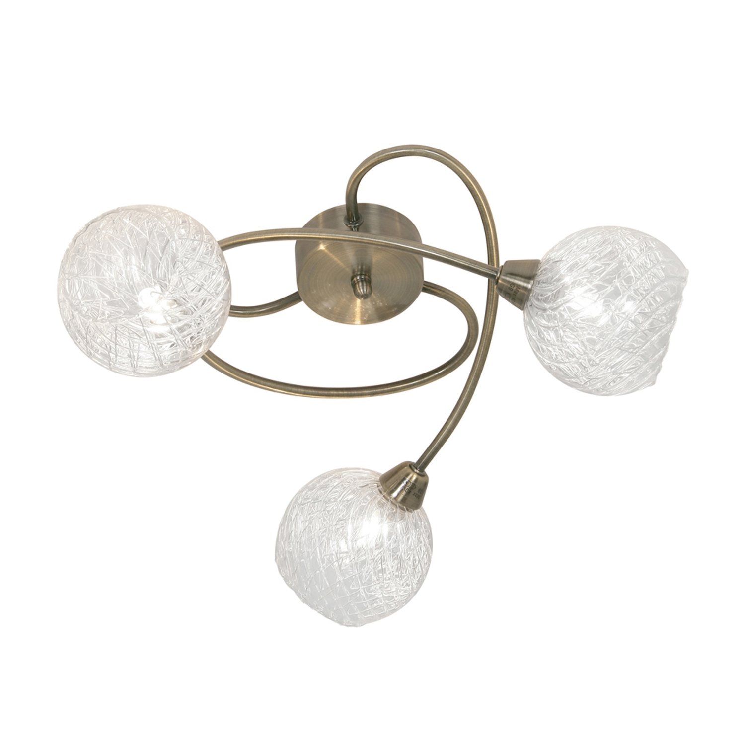 Tarn 3 light semi flush fitting in antique brass
