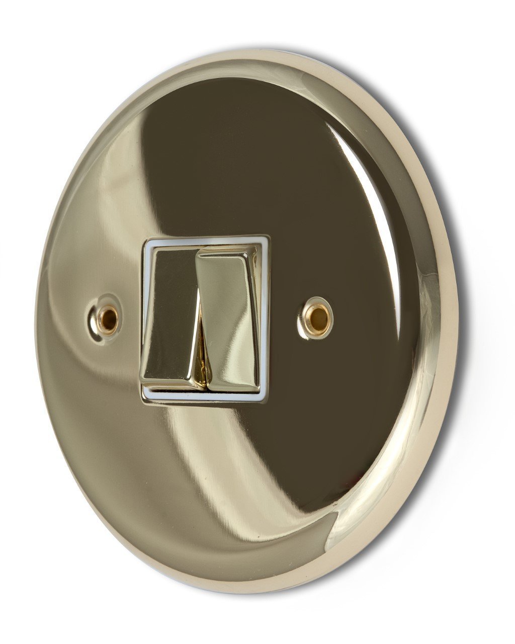 Designer Circular Polished Brass 2 Gang 1 or 2 way Light Switch