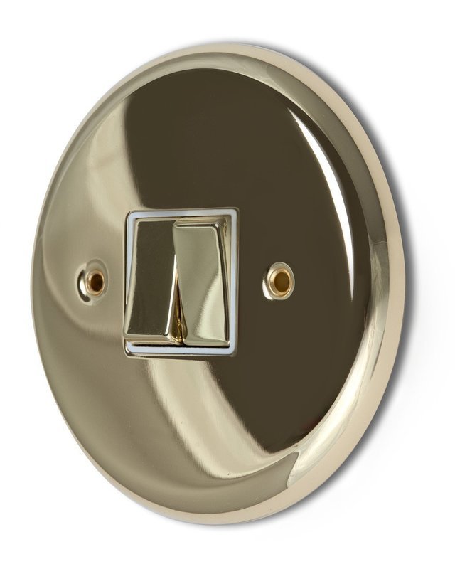 Designer Circular Polished Brass 2 Gang 1 or 2 way Light Switch