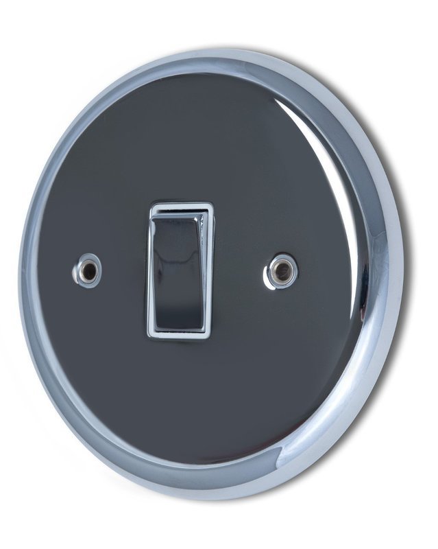 Designer Circular Polished Chrome 1 Gang 1 or 2 way Light Switch