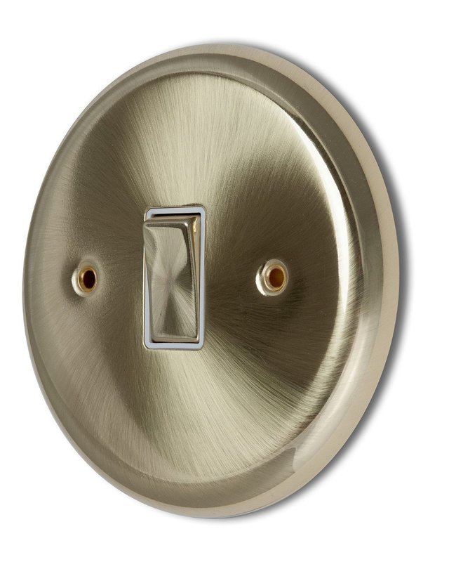 Designer Circular Satin Brass 1 Gang 1 or 2 way Light Switch