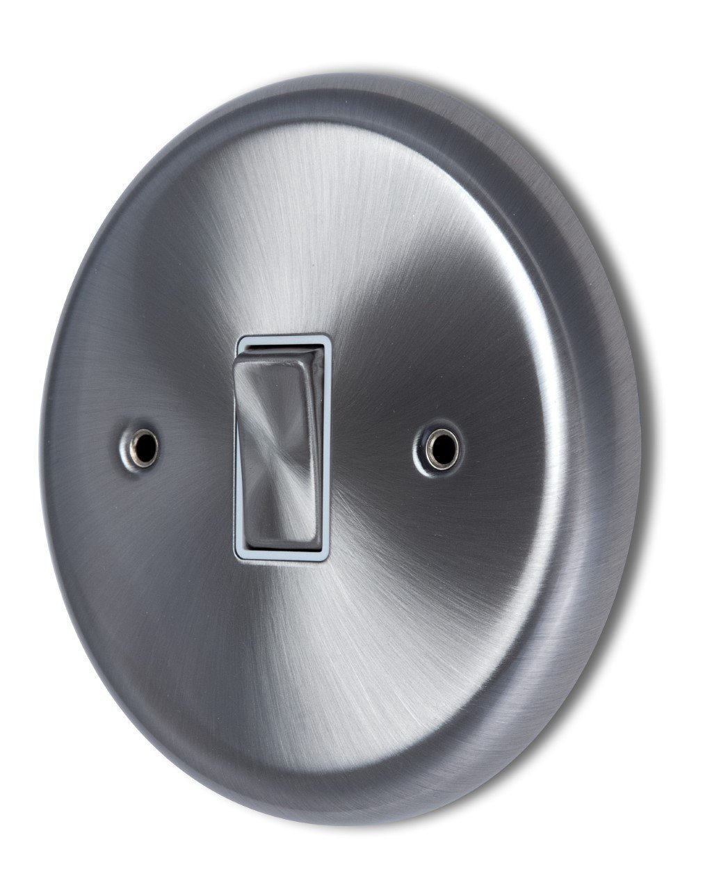 Designer Circular Satin Chrome 1 Gang 1 or 2 way Light Switch
