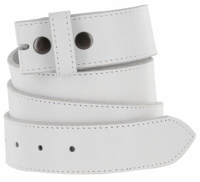 White 40mm Leather Belt, classic buckle optional