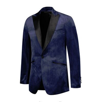 Velvet dinner jacket blauw (slimfit)
