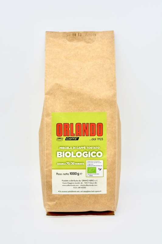 Confezione 1 kg di CAFFÈ in grani miscela di caffè tostato BIOLOGICO arabica 70/30 robusta - Caffè Orlando