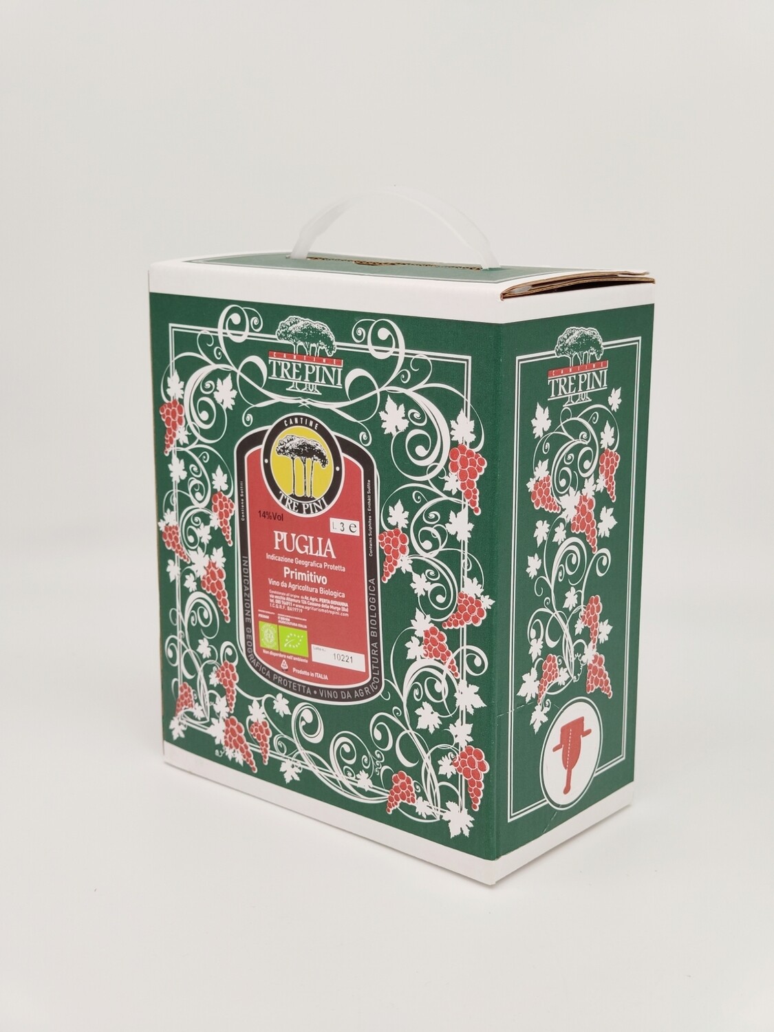 Primitivo Rosso in Bag in box 3 lt Cantine tre Pini &quot;Puglia&quot; Biologico