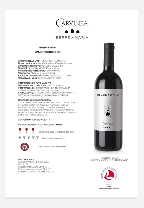 Negroamaro 750 ml - AZIENDA AGRICOLA CARVINEA