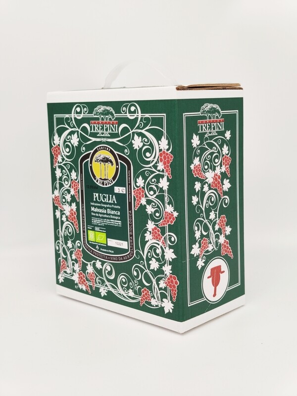 Malvasia Bianca Bio in Bag in box 3 lt Cantine tre Pini "Puglia" Biologico 