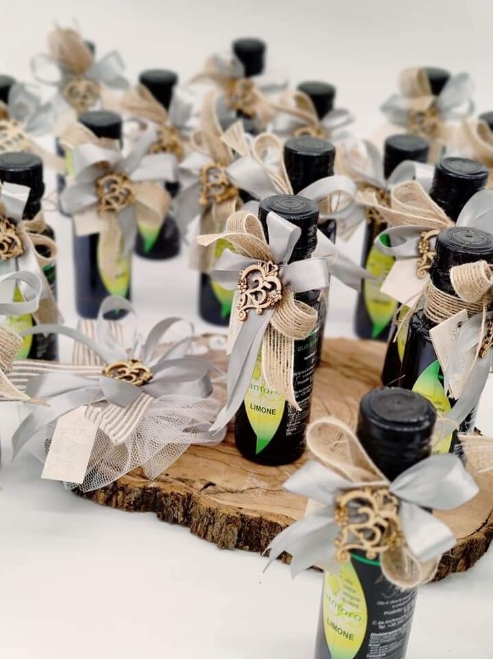 Mini bottiglie con Olio Extravergine di Oliva Aromatizzato Limone 100ml -ALLESTITA PER EVENTI
