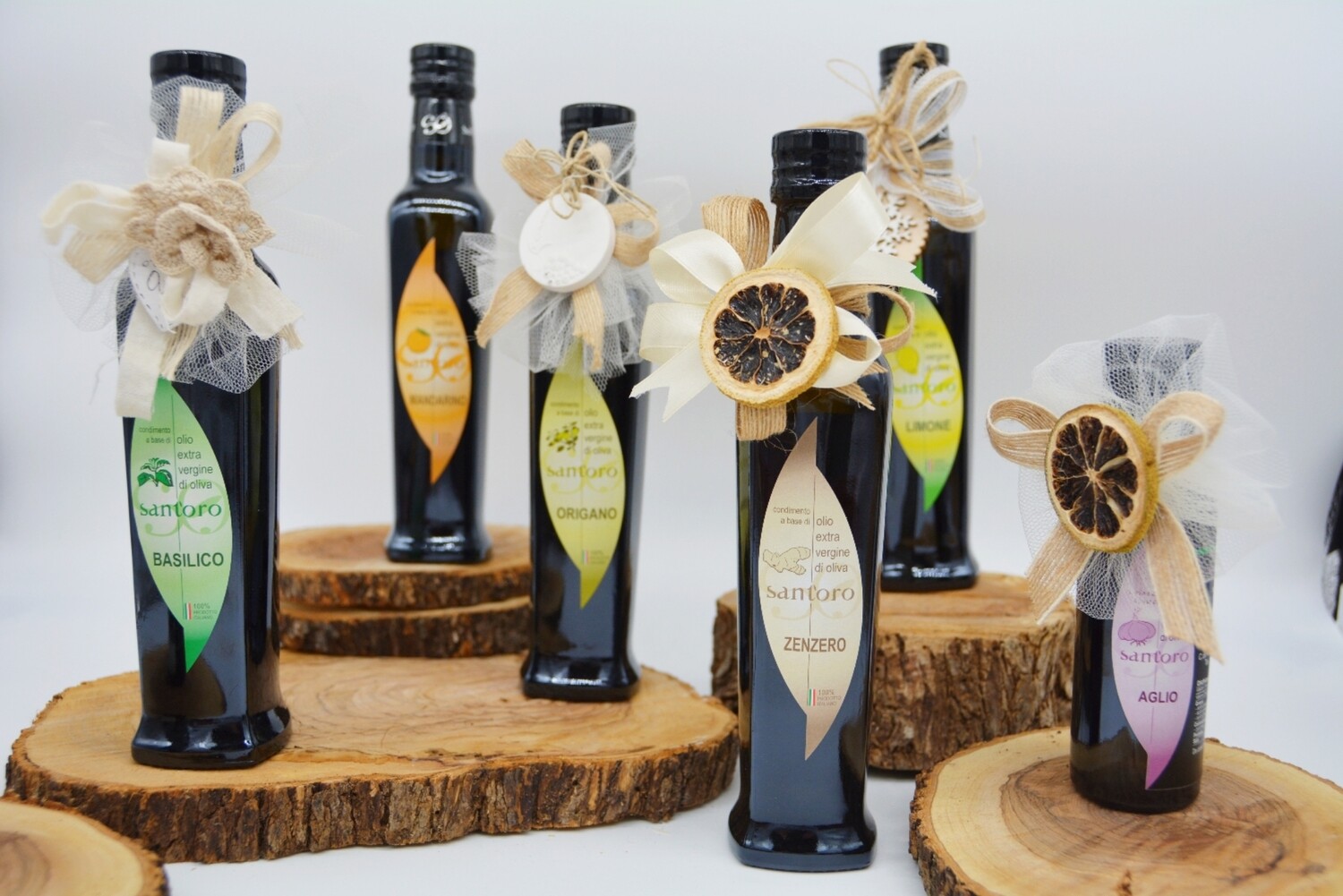Bottiglie con Olio Extravergine di Oliva Aromatizzato 250ml -ALLESTITA PER EVENTI