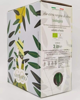 Bag in box 3 lt  -  OLIVATE Monocultivar Cellina di Nardò - Olio EVO BIOLOGICO (2021/22)