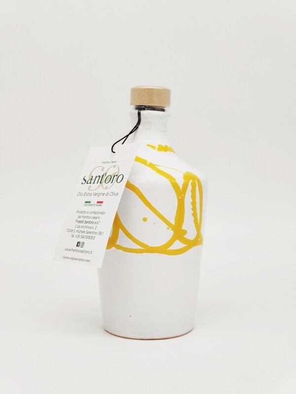 Orcio in ceramica striature gialle