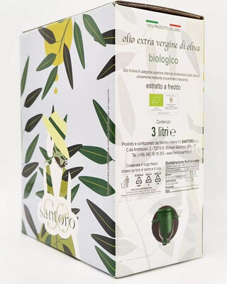 Bag in Box da 3 lt -  Monocultivar CELLINA DI NARDO'  (Presidio SlowFood) - Olio EVO BIOLOGICO  (campagna di raccolta 2020/21)