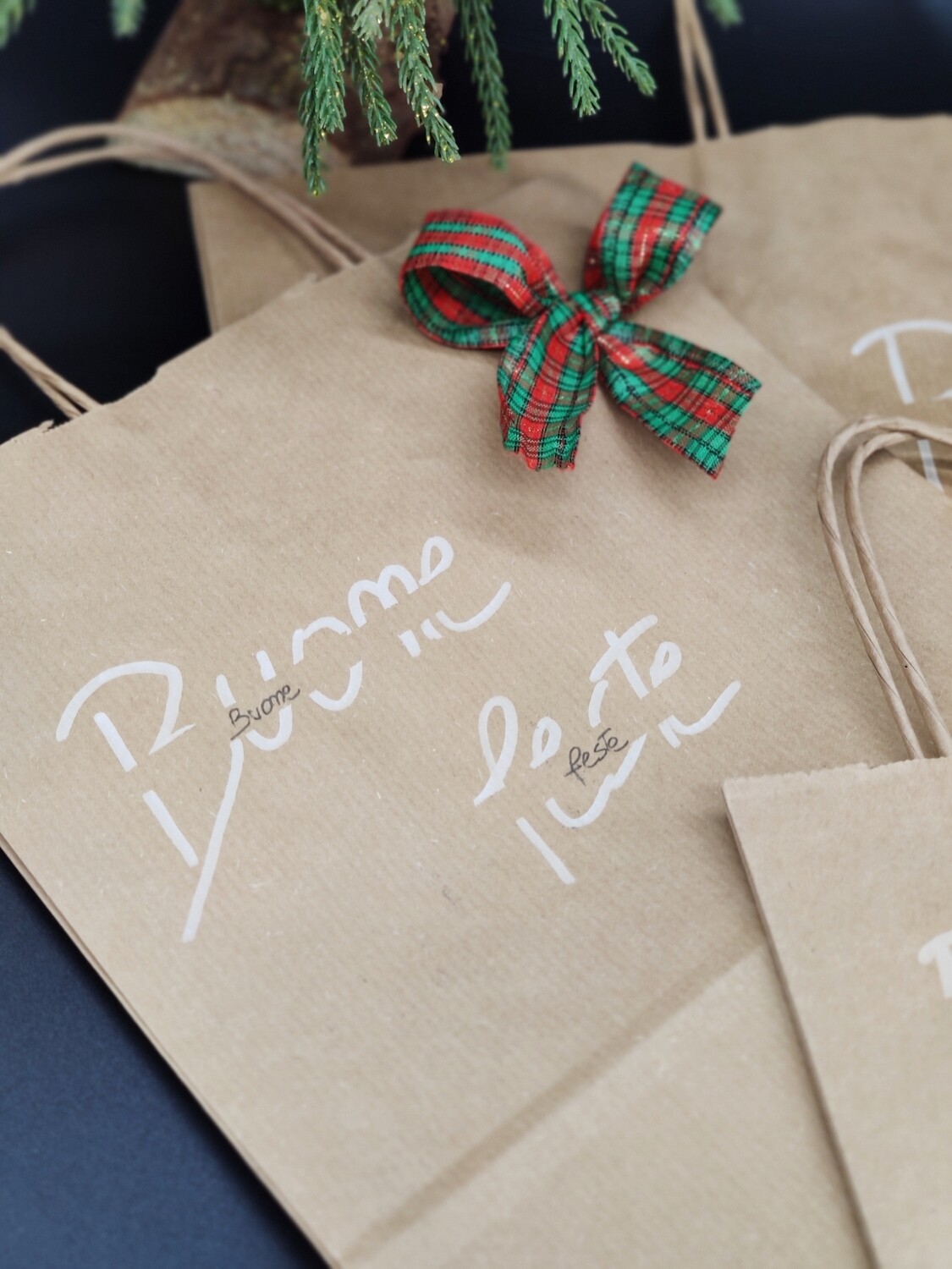 Shopper neutro con manico &quot;Buone feste&quot;