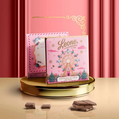 CHRISTMAS IN CANDYLAND • Biglietto di Auguri con Tavoletta Cioccolato al Latte – Pastiglie Leone