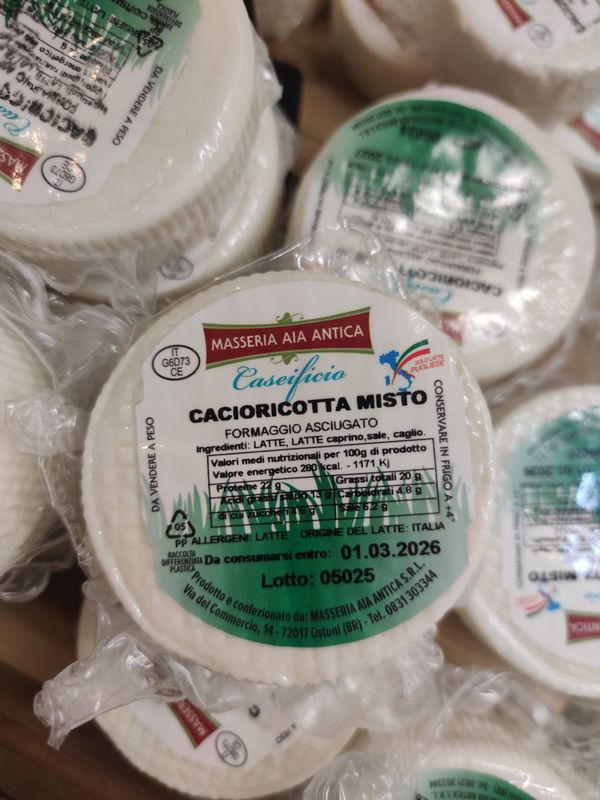 Cacioricotta misto 250gr circa