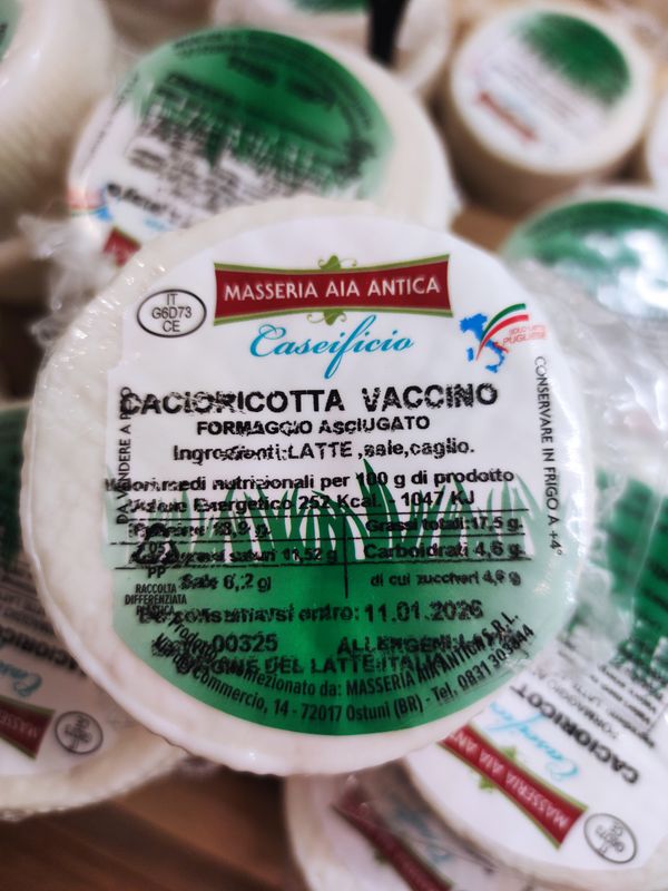 Cacioricotta Vaccino 250 gr circa