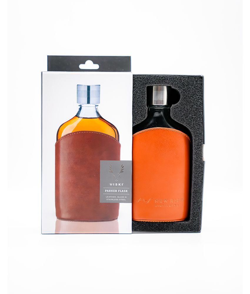Branded Leather Glass Flask