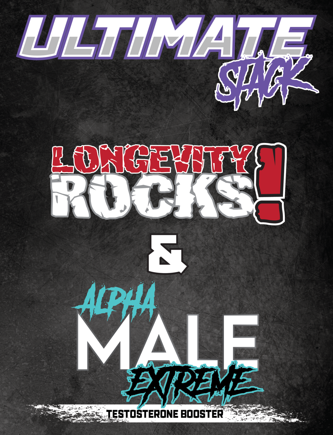 *SUBSCRIPTION* Longevity Rocks! &amp; Alpha Male Ultimate Stack - All Natural Male Enhancement Supplement &amp; Extreme Testosterone Booster Combo Stack - One Month Supply-Monthly Subscription