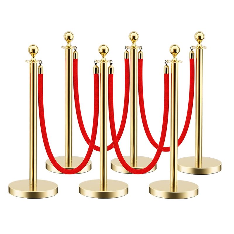 6PCS Gold Stanchion Posts Queue Rental