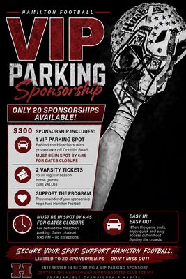 VIP Game Day Parking Sponsor- Behind bleachers on the east side of the stadium