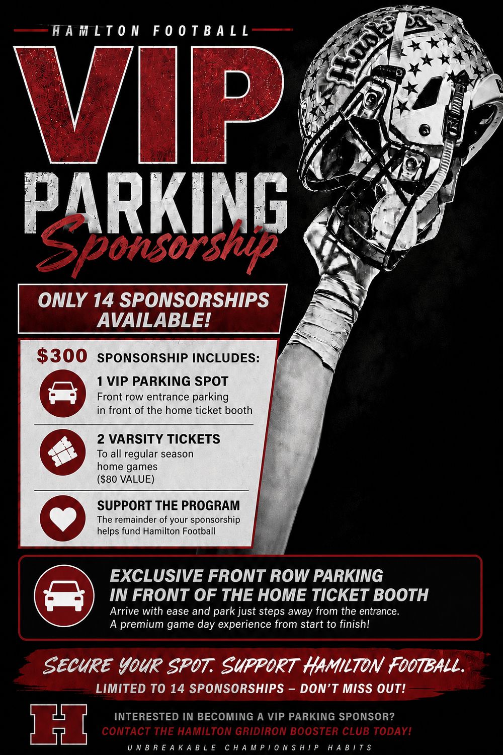 VIP Game Day Parking Sponsor- Front row near ticket booth