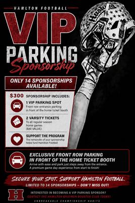 VIP Game Day Parking Sponsor- Front row near ticket booth