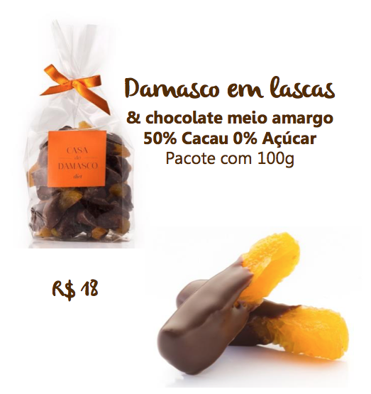 Damasco em lascas com chocolate DIET - 100g