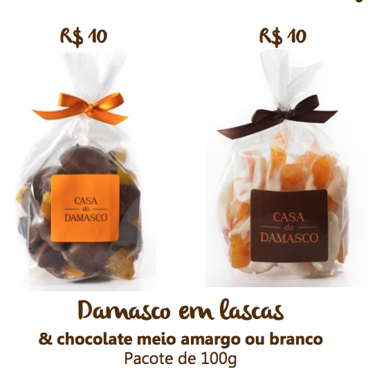 Damasco em lascas com chocolate meio amargo - 100g