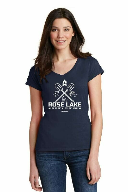 Rose Lake  Softstyle® Women&#39;s Fit V-Neck T-Shirt