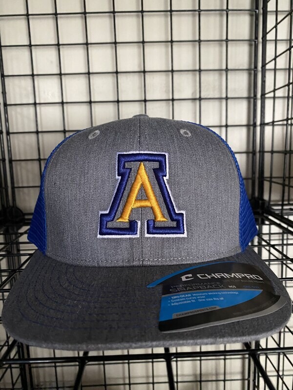 Performance Trucker Snapback - Heather Grey Front/Royal Mesh