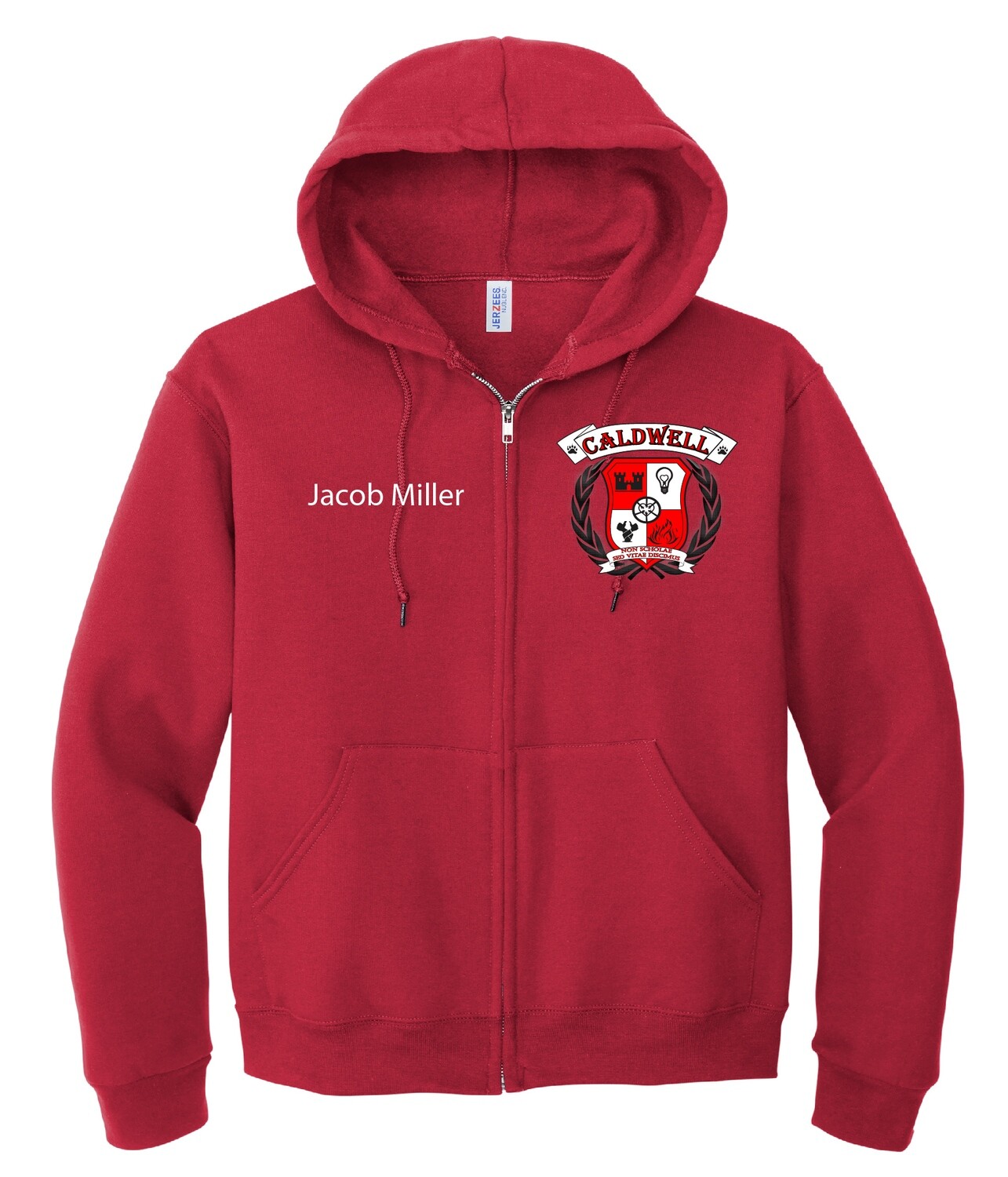 Caldwell Crest Full Zip Youth Hoodie - Red