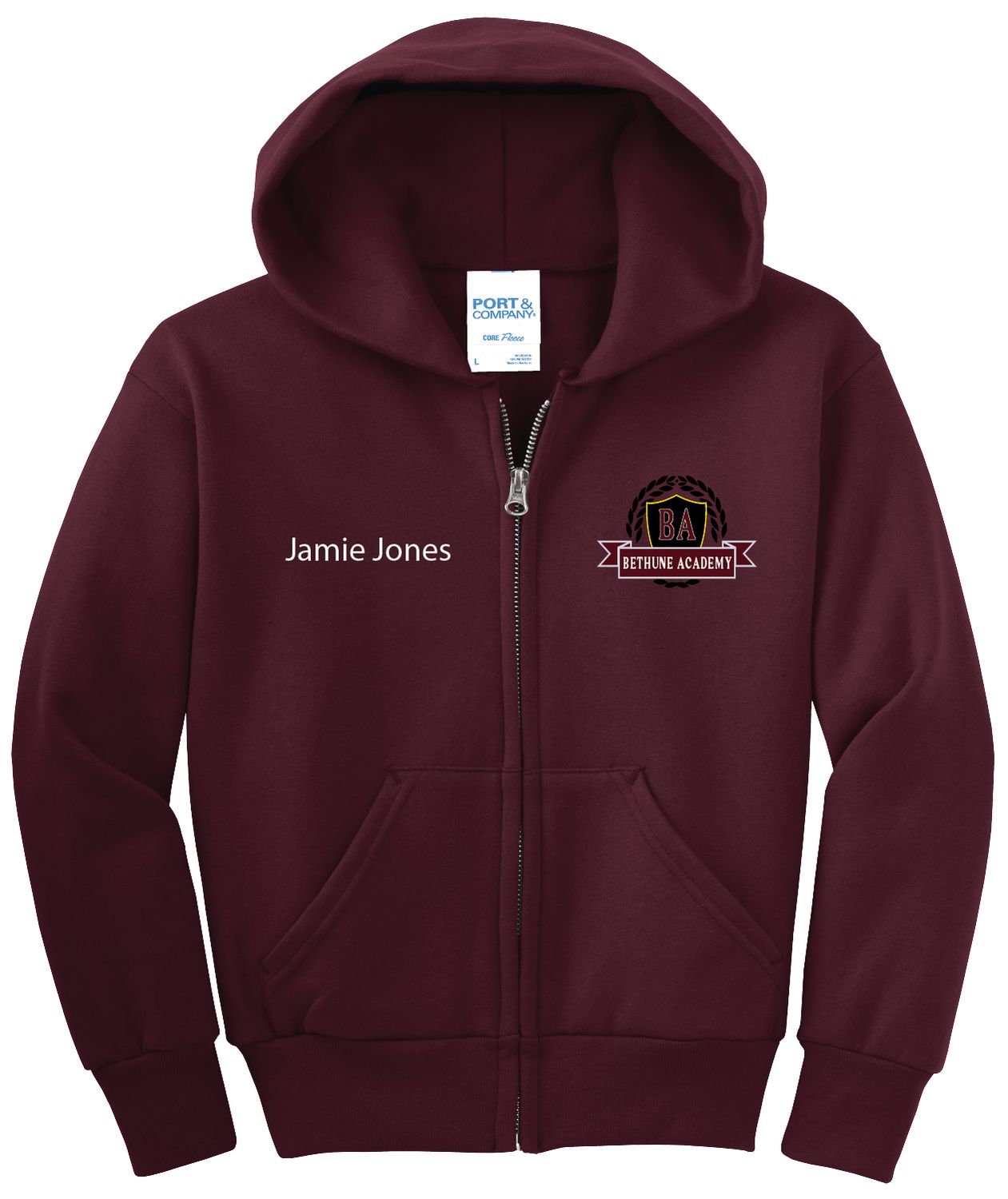 Port &amp; Company® Core Fleece Full-Zip Hooded Sweatshirt - Maroon
