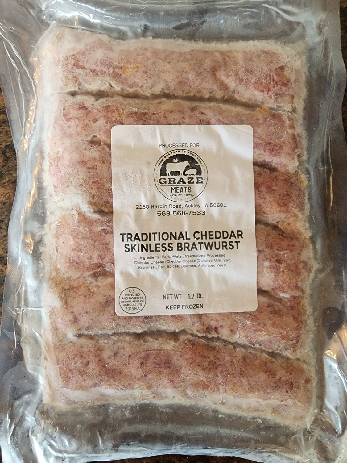 Skinless Cheddar Bratwurst