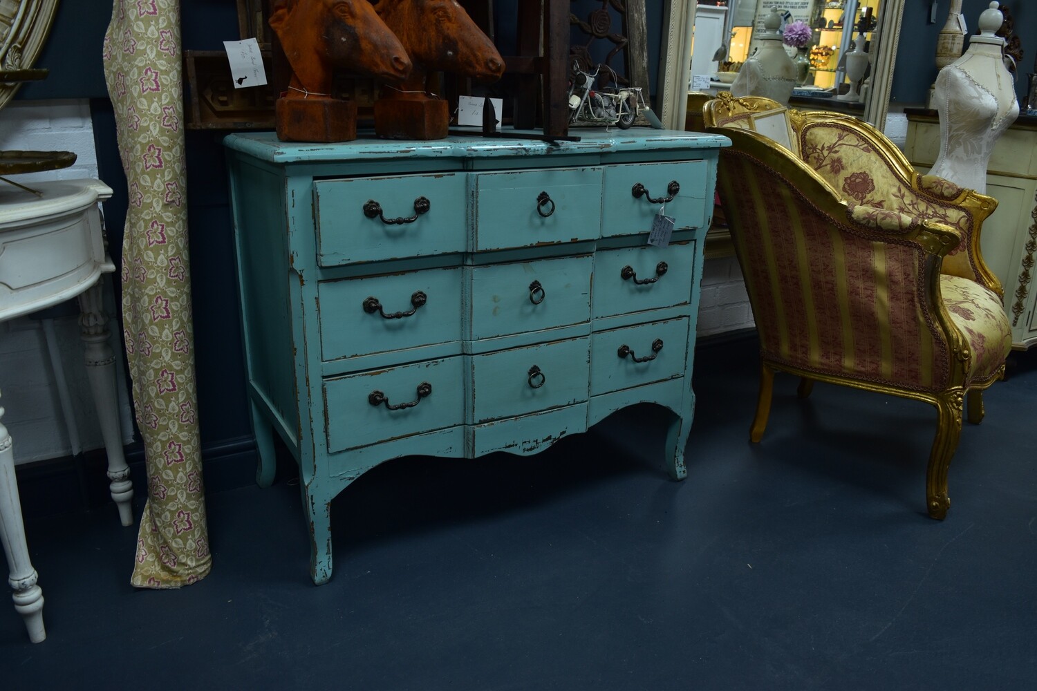 Vintage Style Turquoise French Chest of Drawers