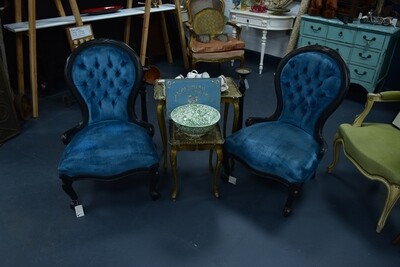 Pair Blue Boudoir Chairs